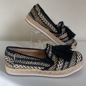 TOMS Woven Tassle Espadrilles Women’s Size 6 US Black Beige Cream